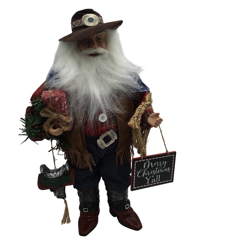 North‎ Pole Trading Co Cowboy Santa Claus Western Figurine Merry Christmas Yall